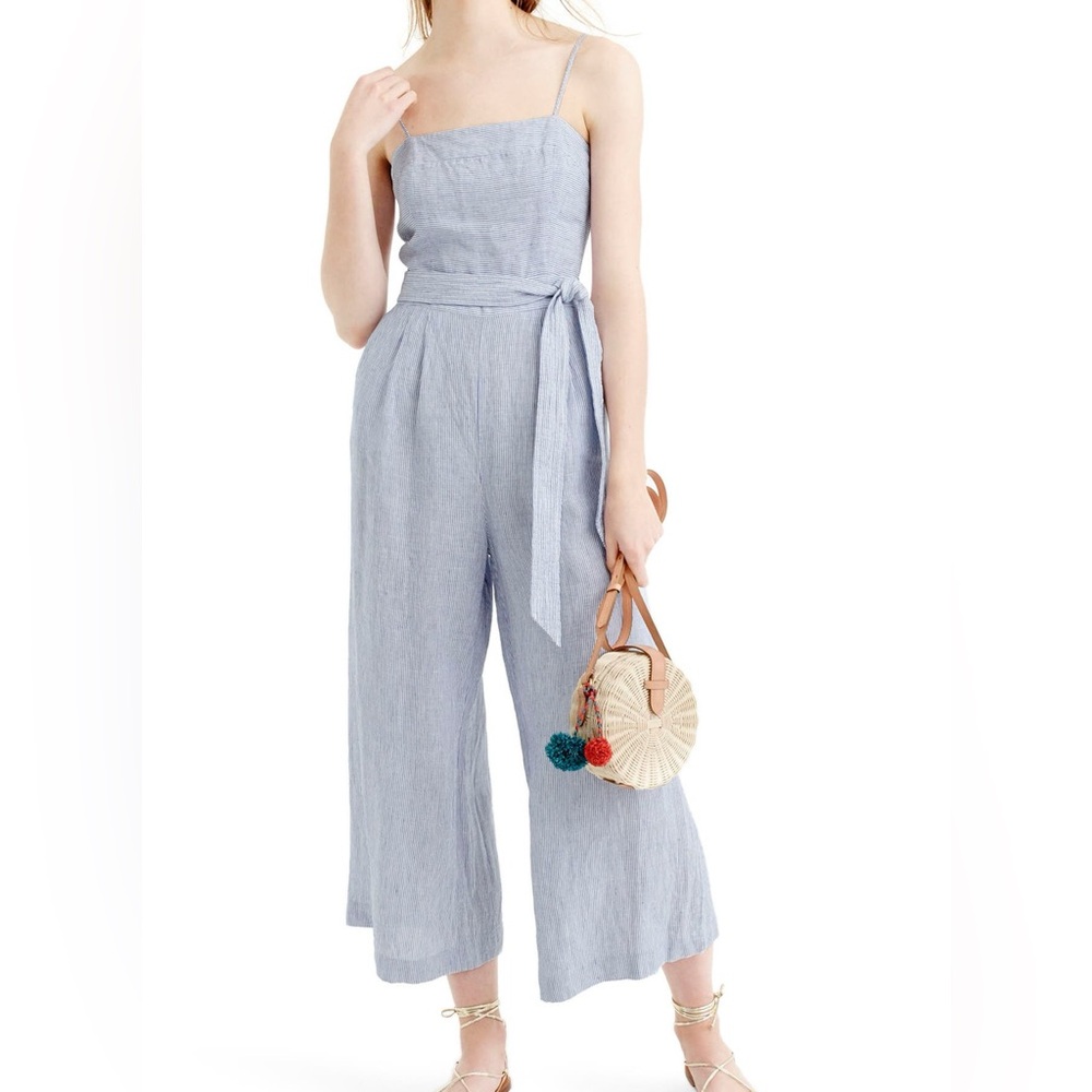 J. Crew Blue and White Striped Jumpsuit